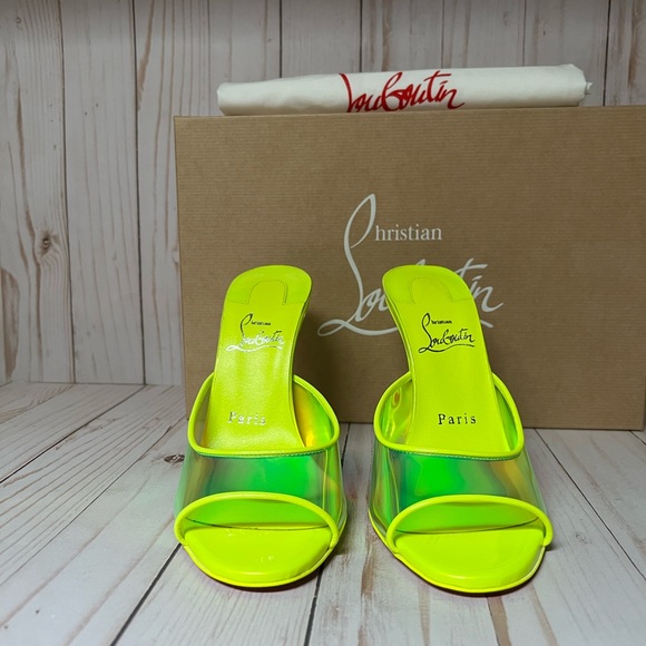 Christian Louboutin Just Arch 100 PVC Slide Sandal Flou Yellow Sz 37 / 7 - Picture 6 of 13
